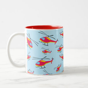 Cute Flying Helicopter Two-Tone Coffee Mug
