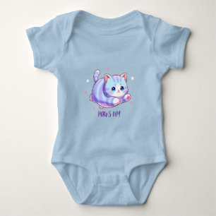Cute Flying Lavender Kitten Kawaii Baby Bodysuit