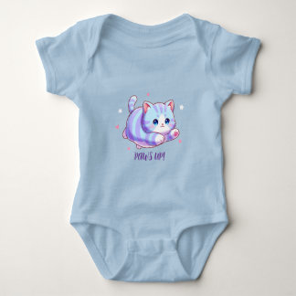 Cute Flying Lavender Kitten Kawaii Baby Bodysuit