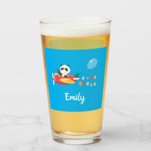 Cute Flying Panda Personalised Glass