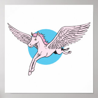 cute flying pegasus poster