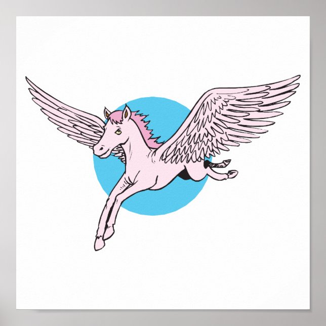 cute flying pegasus poster (Front)