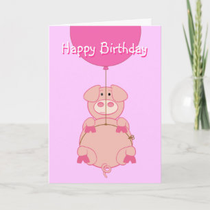 Cute Flying Pig and Balloon Card