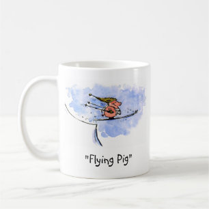 Cute Flying Pig - Cool Ski Jumping Pig Custom Coffee Mug