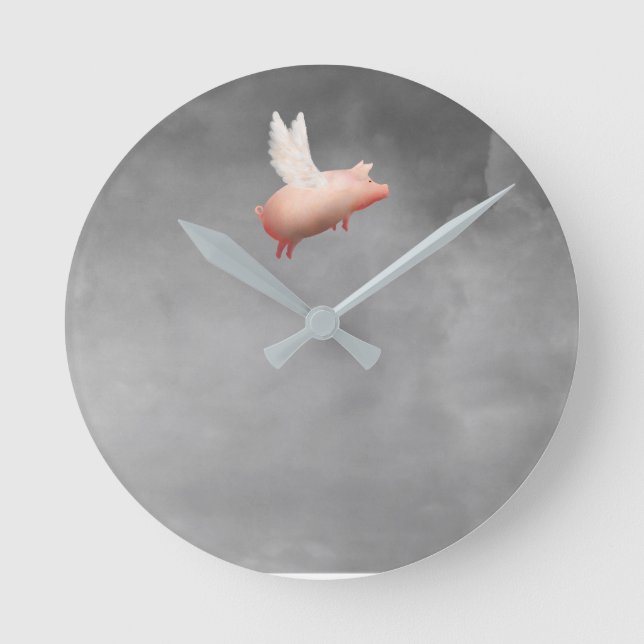 cute flying pig wall clock (Front)