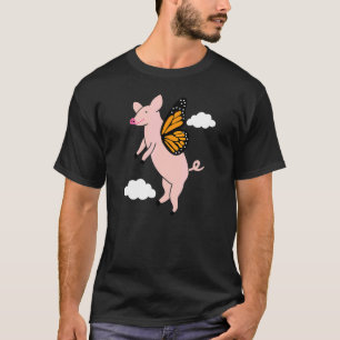 Cute Flying Pig with Butterfly Wings Graphic T-Shirt