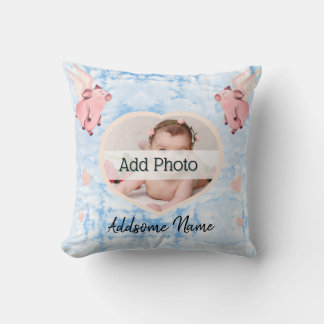 Cute Flying Pig with Wings When Pigs Fly Sky Cushion