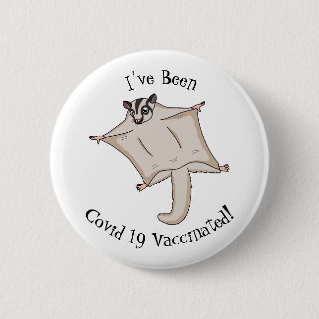 Cute flying sugar glider cartoon illustration  6 cm round badge (Front)