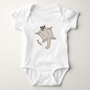 Cute flying sugar glider cartoon illustration baby bodysuit