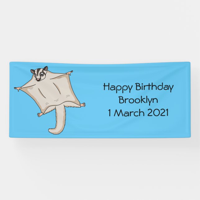 Cute flying sugar glider cartoon illustration  banner (Horizontal)