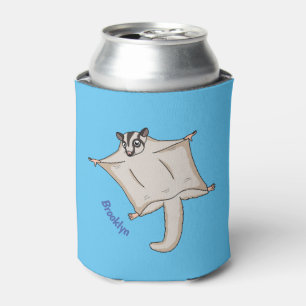 Cute flying sugar glider cartoon illustration  can cooler