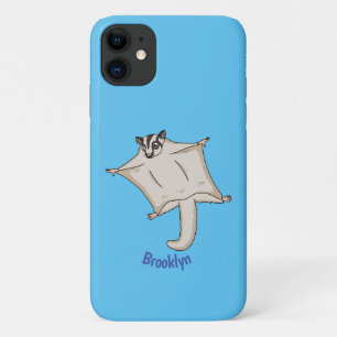Cute flying sugar glider cartoon illustration  iPhone 11 case