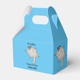 Cute flying sugar glider cartoon illustration favour box