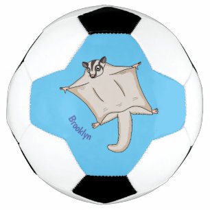 Cute flying sugar glider cartoon illustration football