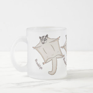 Cute flying sugar glider cartoon illustration frosted glass coffee mug