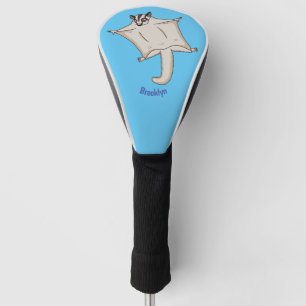 Cute flying sugar glider cartoon illustration golf head cover