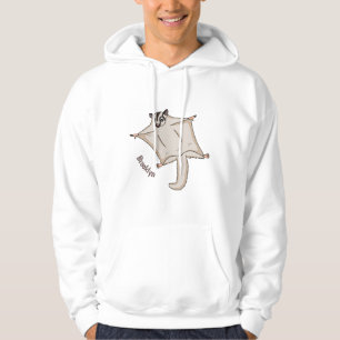 Cute flying sugar glider cartoon illustration hoodie