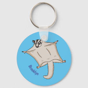Cute flying sugar glider cartoon illustration key ring