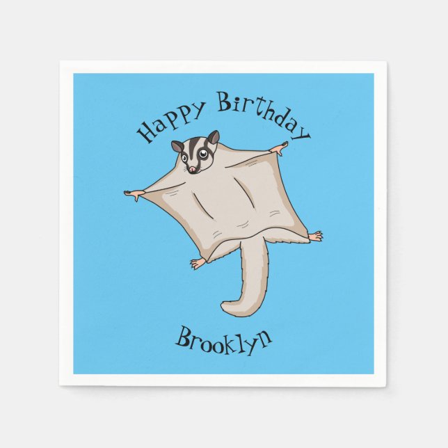 Cute flying sugar glider cartoon illustration napkin (Front)