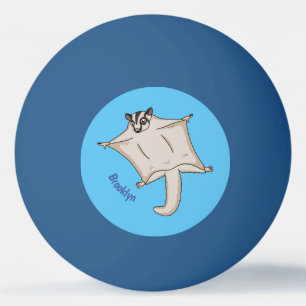 Cute flying sugar glider cartoon illustration ping pong ball
