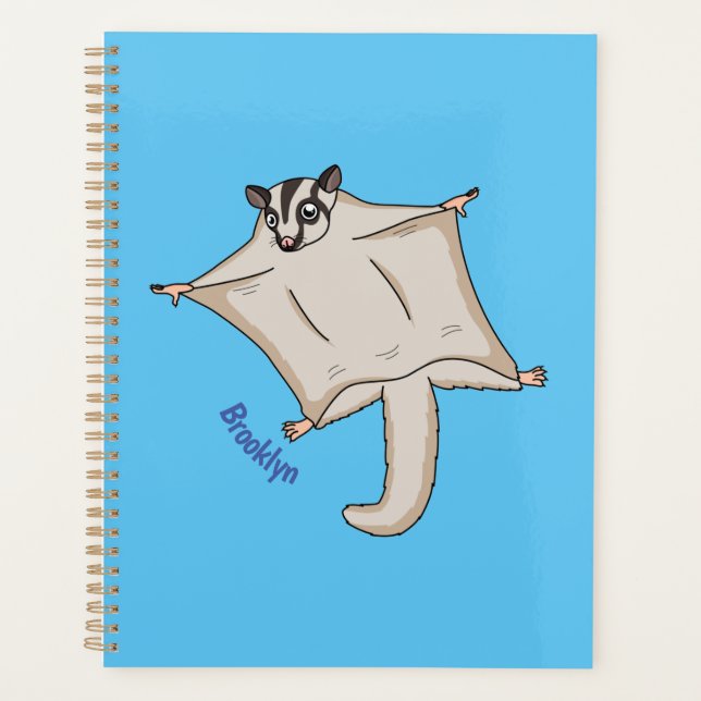 Cute flying sugar glider cartoon illustration planner (Front)