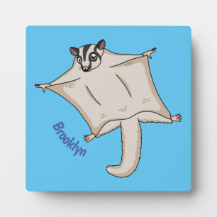 Cute flying sugar glider cartoon illustration plaque