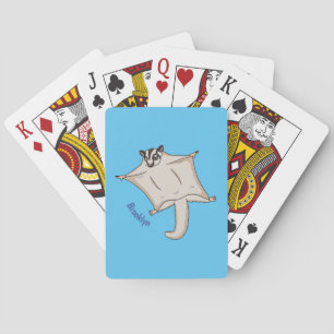 Cute flying sugar glider cartoon illustration playing cards