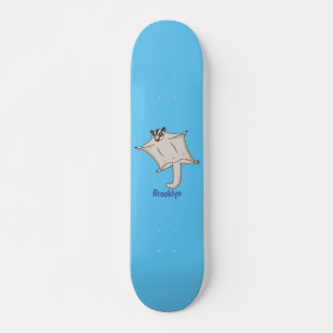 Cute flying sugar glider cartoon illustration skateboard