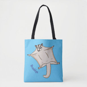 Cute flying sugar glider cartoon illustration tote bag