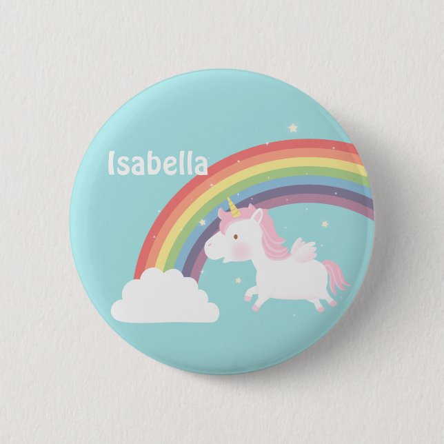 Cute Flying Unicorn Rainbow For Girls 6 Cm Round Badge (Front)