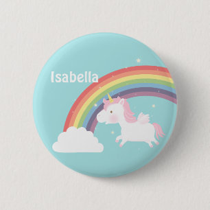 Cute Flying Unicorn Rainbow For Girls 6 Cm Round Badge