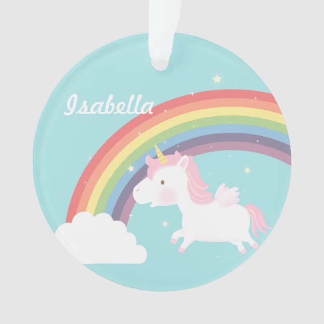 Cute Flying Unicorn Rainbow Girls Room Decor Ornament (Front)