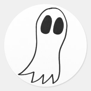 Cute Flying White Ghost Classic Round Sticker