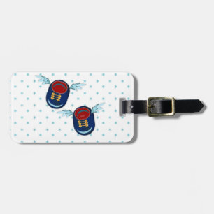 Cute flying winged little shoes in blue & red luggage tag