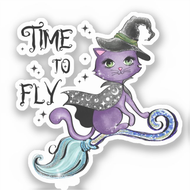 Cute Flying Witch Cat | Time To Fly (Front)