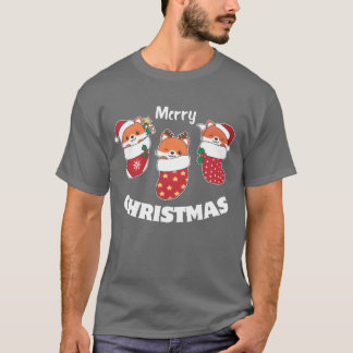 Cute Foes In Christmas Sock For Christmas Fo frien T-Shirt