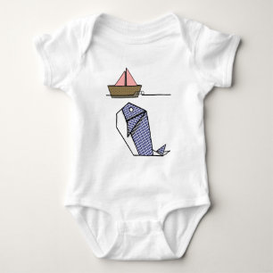 Cute Folder Paper Whale Baby Bodysuit