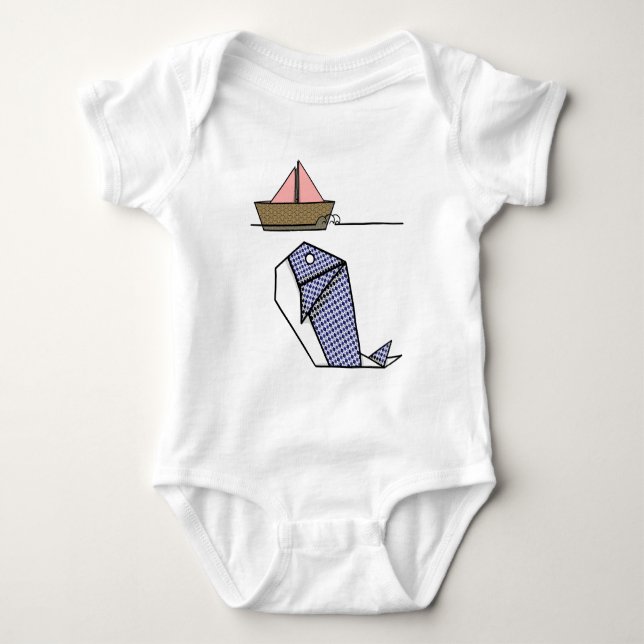 Cute Folder Paper Whale Baby Bodysuit (Front)