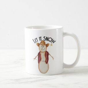 Cute Folk Art Cowboy Snowman Coffee Mug