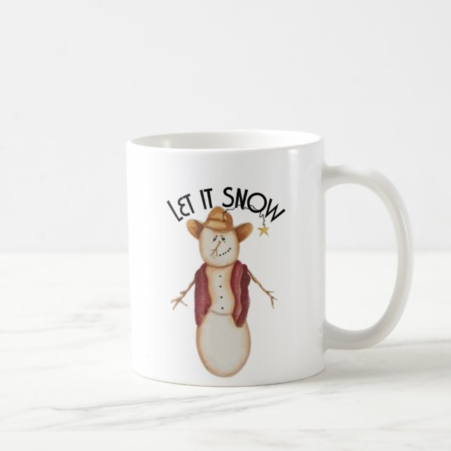 Cute Folk Art Cowboy Snowman Coffee Mug (Right)