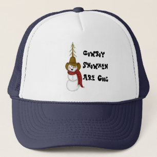 Cute Folk Art Cowboy Snowman Trucker Hat