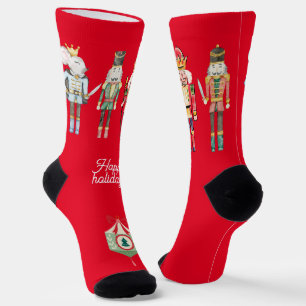 Cute folk art Nutcracker Tradtional Xmas Red Socks