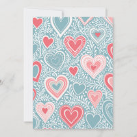 Cute Folk Floral Heart Dusty Blue Pink Baby Shower