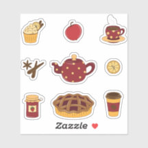 Cute food and drink set stickers