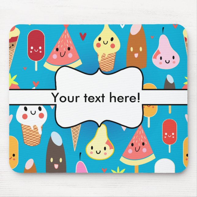 Cute food characters clipart mouse mat (Front)