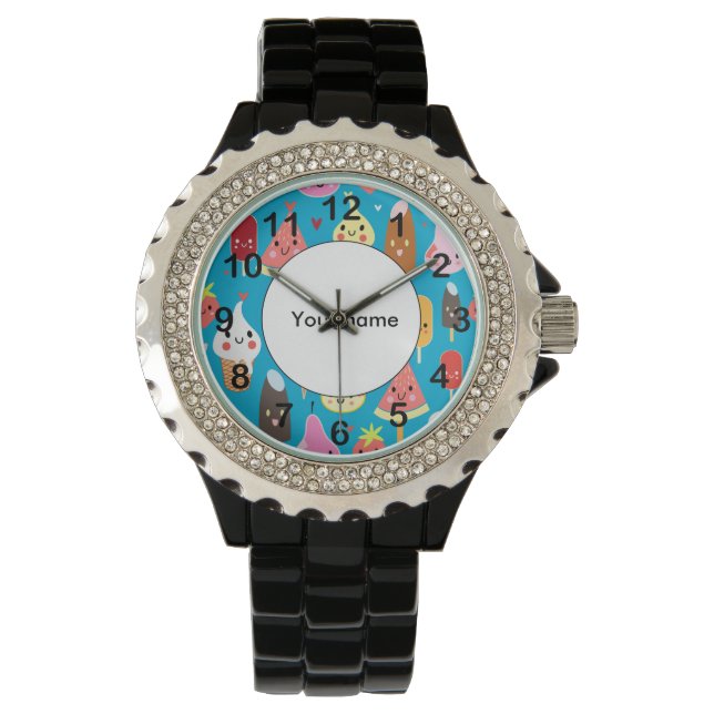 Cute food characters clipart watch (Front)