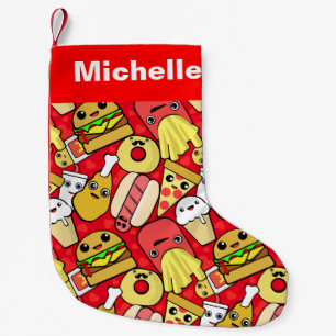 Cute Food Characters Patterned Small Christmas Stocking