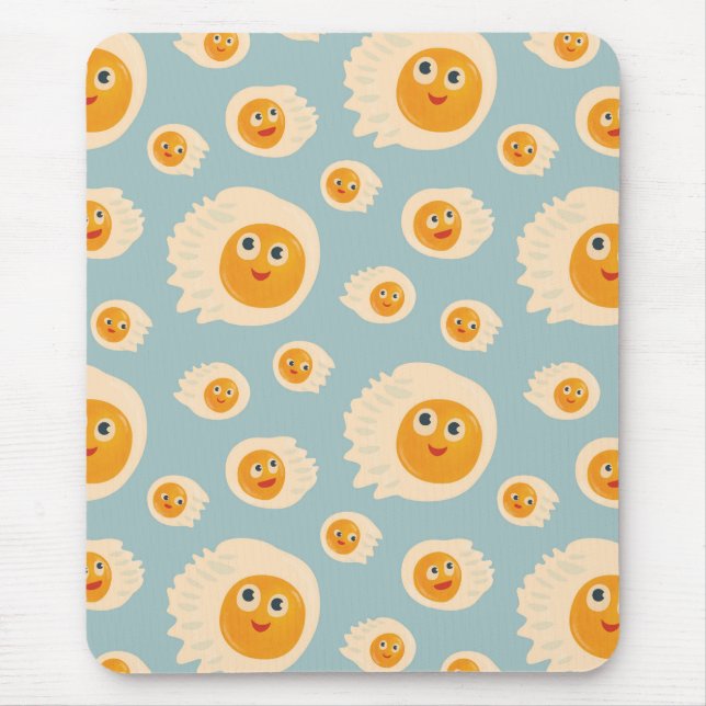 Cute Food - Kawaii Fried Eggs Pattern Mouse Mat (Front)