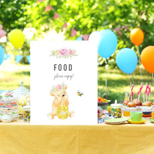Cute Food Table Girl Teddy Bear Baby Shower Poster