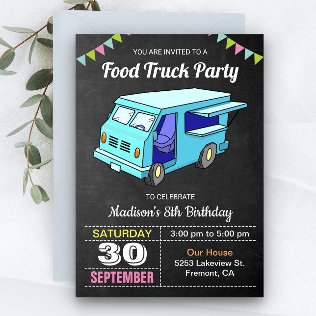 Cute Food Truck Birthday Party Invitation (Creator Uploaded)